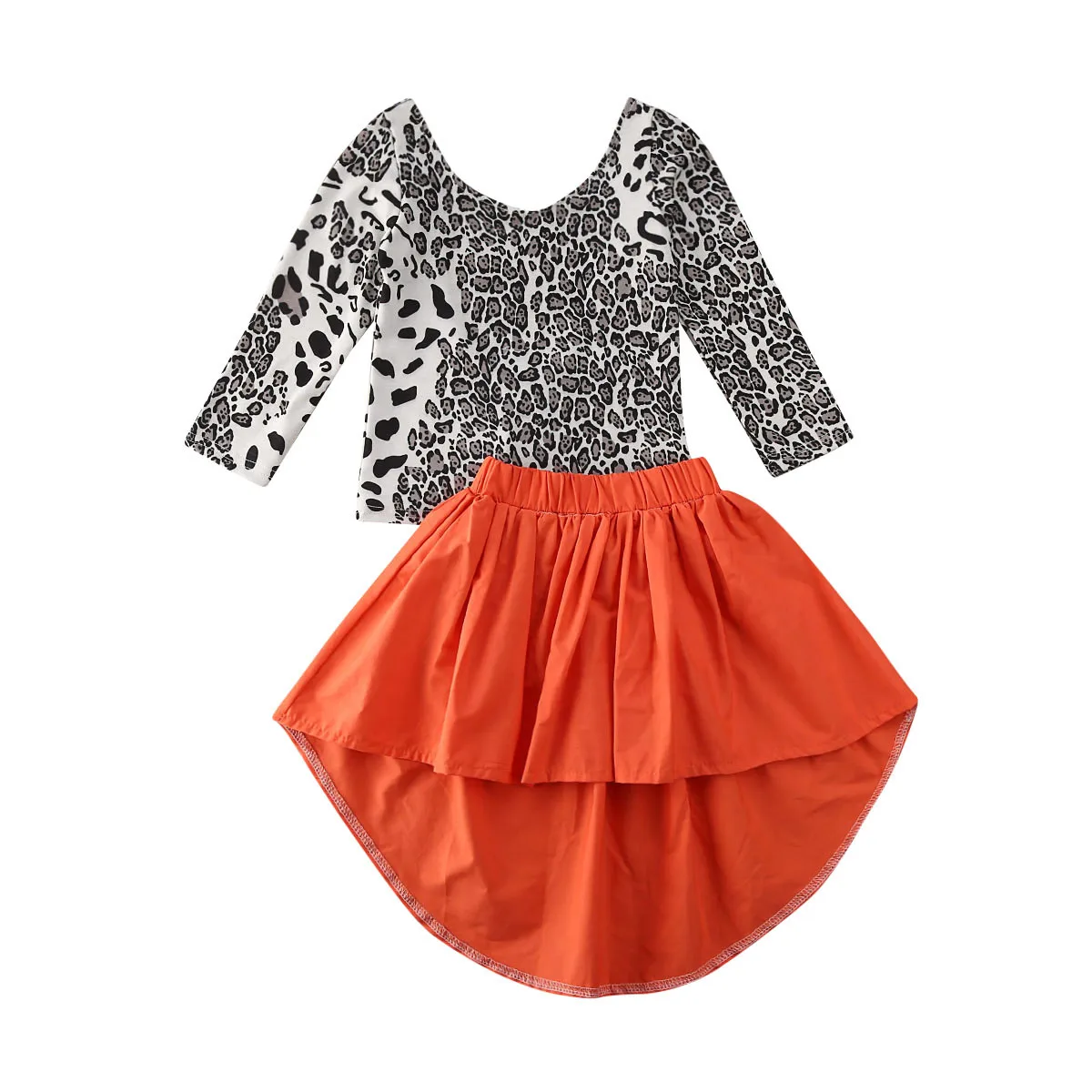 Осенний комплект одежды для маленьких девочек пуловер с леопардовым принтом +