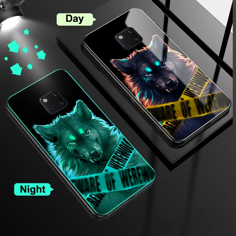 Светящийся чехол из закаленного стекла для Huawei Mate 30 20 P30 P20 Lite Pro 20Pro Honor 8X Max 7X V10 Nova 5T