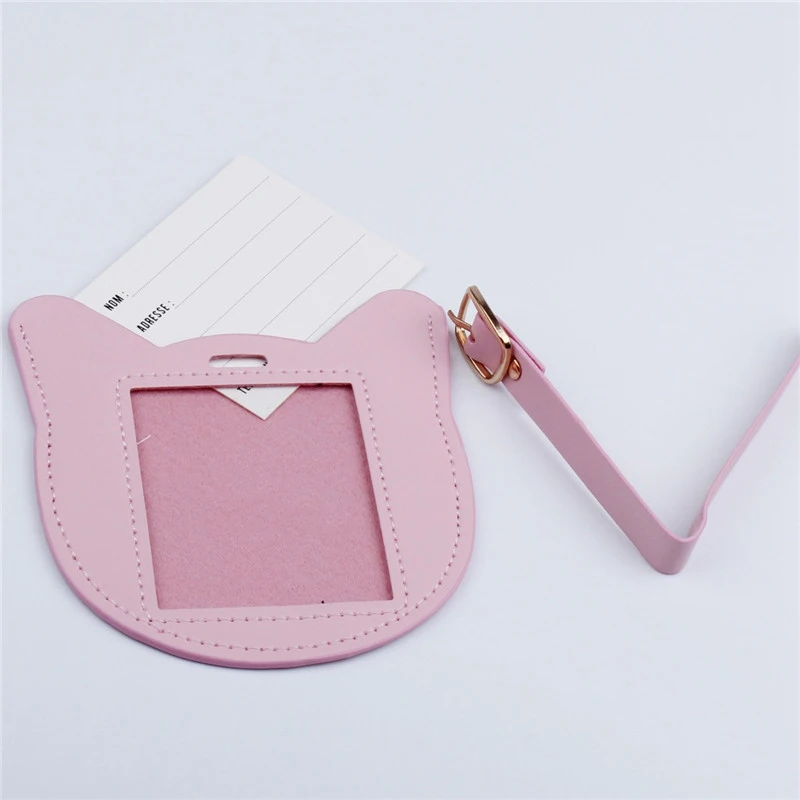 

1pcs Lovely Animal Suitcase Leather Cat LuggageTag Bag Pendant Travel Accessories Name ID Address VIP Invitation Label