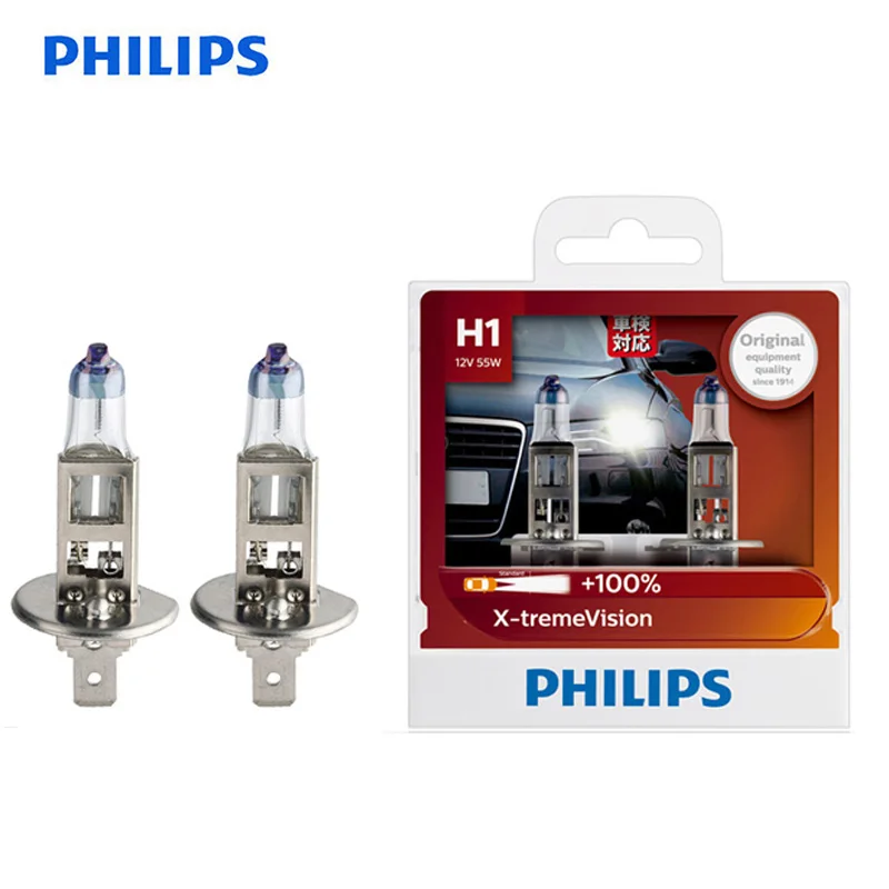 Philips Оригинал H1 12V 55W P14.5s X treme Vision Автомобильная фара яркие галогенные лампы ECE Approved