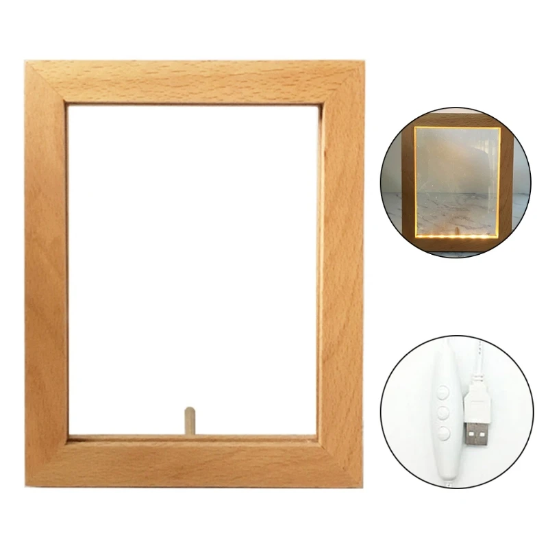 

3D Visual Wooden Night Light LED Photo Frame Camera Image Lamp Bedroom Bedside D