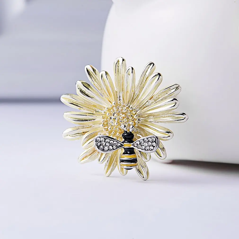Креативный Сплав Брошь Подсолнух пчела Стразы Декор-брошь ювелирные изделия для
