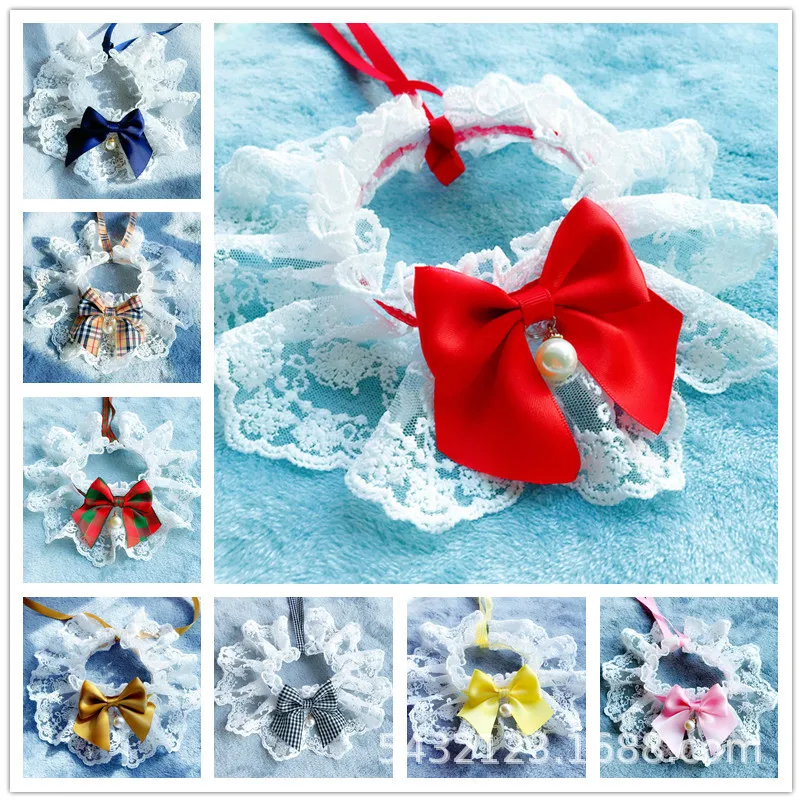 Модный шейный платок для кошек и собак кружевной ошейник с повязкой на голову