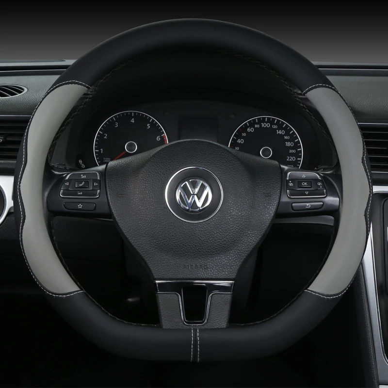 

D Shape Leather Car Steering Wheel Cover Four Seasons Steering Wheel Hubs for VW GOLF 7 8 2015 POLO JATTA Interior Accessories