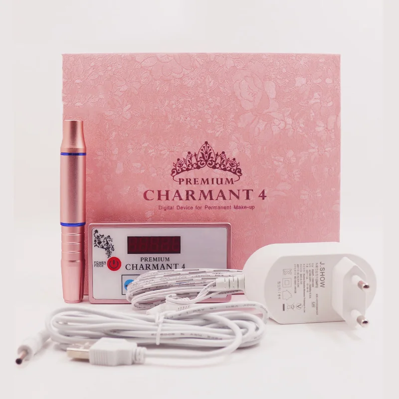 CHARMANT 4 Professional Permanent Makeup Tattoo Machine kit for Eyebrow Tattoo Lip Eyeliner Microblading MTS Pen with Cartridges