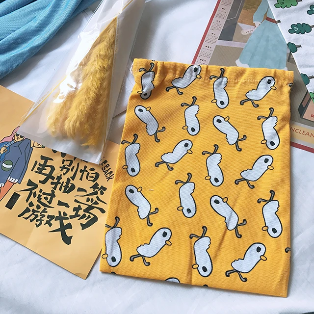 Корейский ulzzang Харадзюку Мультфильм Drawstring Женская Новая мода Портативный Путешествия Повседневная Женская Drawstring Карманный