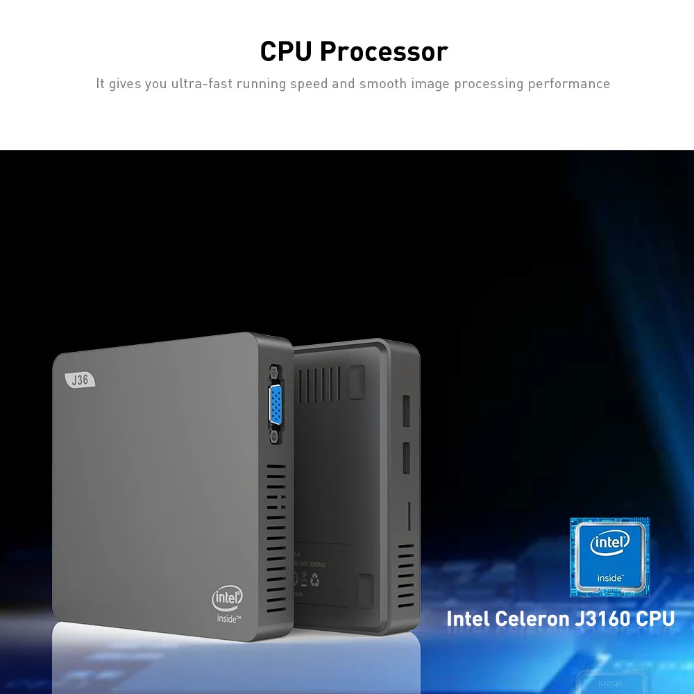 J36-V Мини ПК Windows 10 Домашний Настольный компьютер Intel HD graphics 4 Гб 64 Гб 2,5 дюйма HDD 2,4G 5,8G WiFi BT4.0 Minipc HDMI VGA