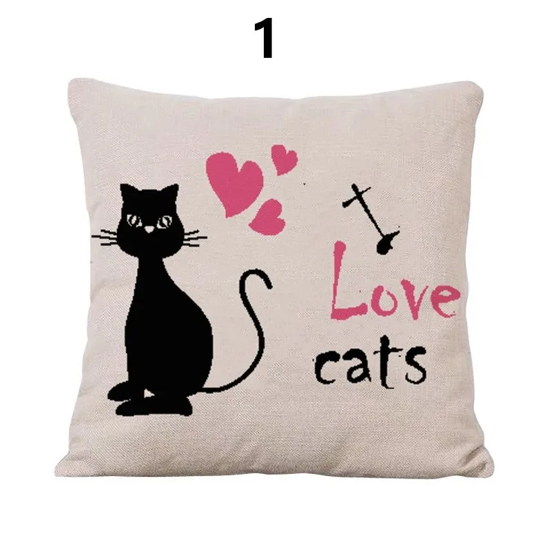 Printed PillowcaseFresh Lovely Cat Cushion Covers 45x45 cm 1 Piece Polyester Square Pillowcases for Car Chair Party Cheap Decor |