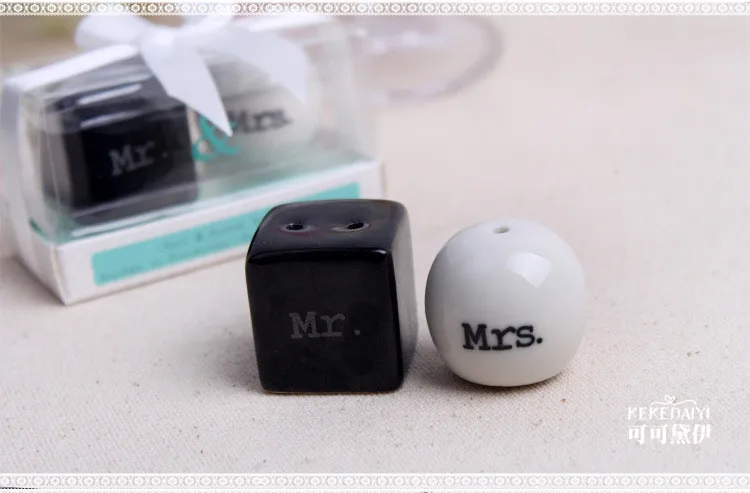 100 шт = 50 комплектов бесплатная доставка mr. &amp Mrs керамические Солонка и перечница