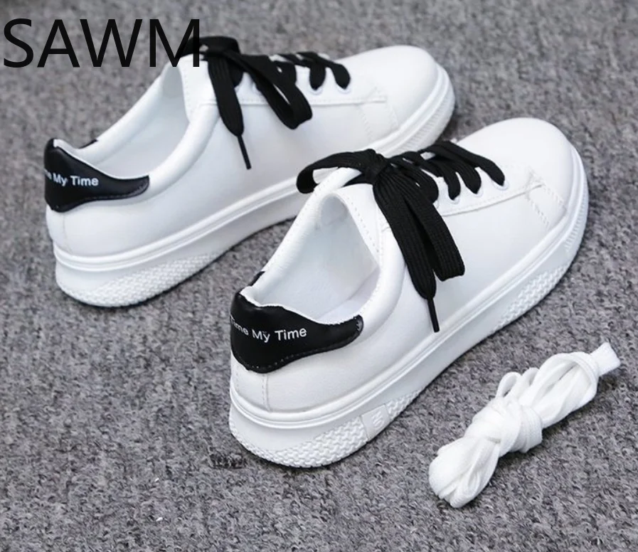 

Fashion Women Sneakers Leather Shoes Spring Casual Flats Sneakers Female New Fashion Comfort White Shoes