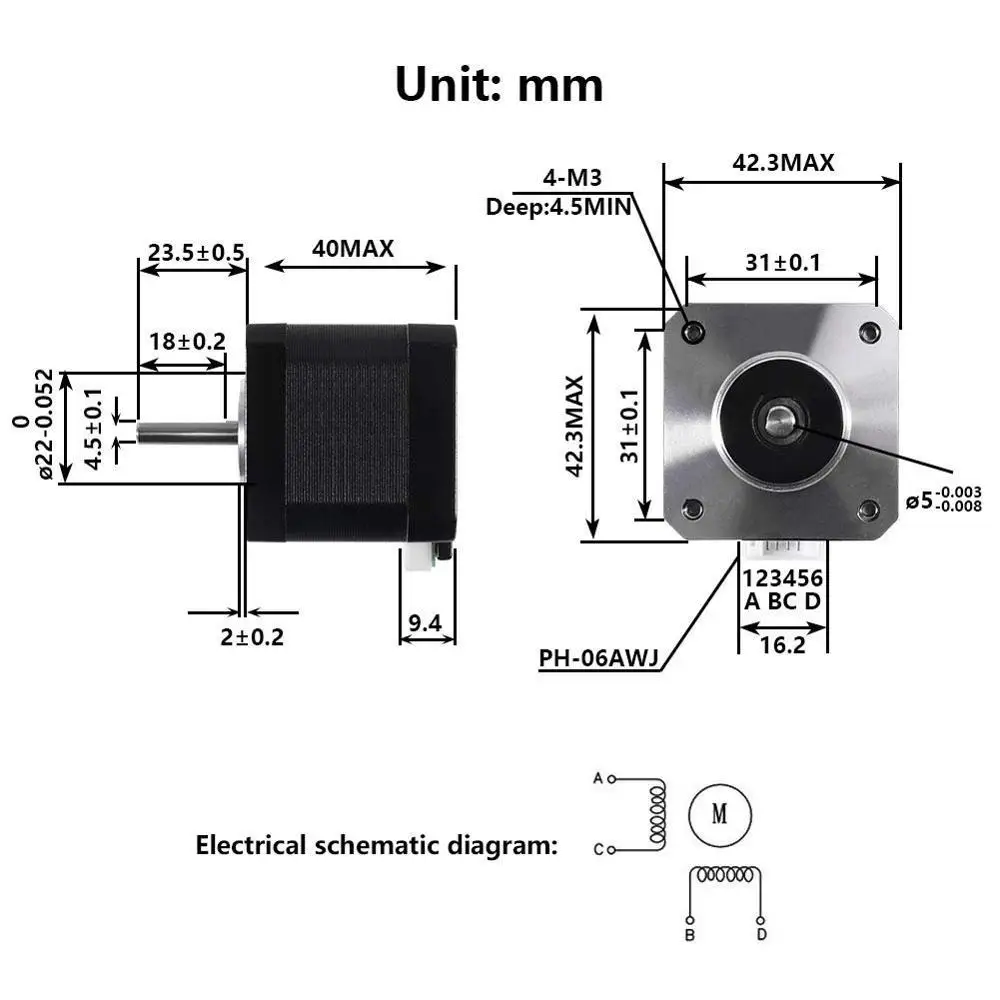 3D принтер двигатели Nema17 шаговый двигатель 42BYGH 1 8 градусов 40 мм 1.5A (17HS4401S) 42N. См 4