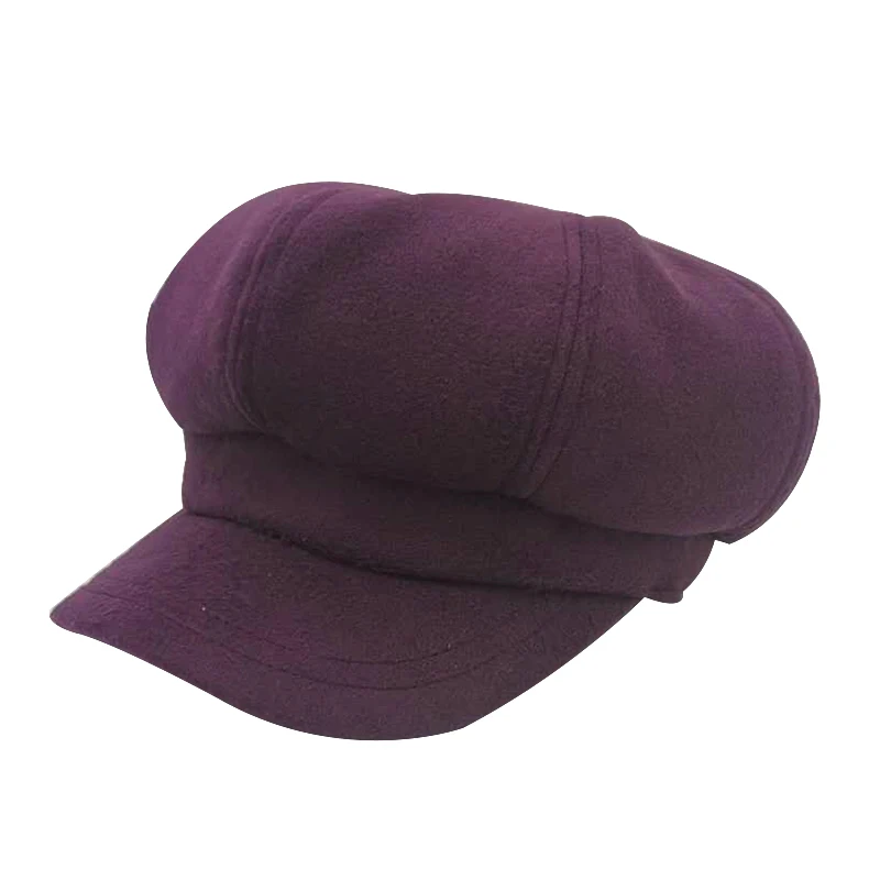 

Женская восьмиугольная шапка Newsboy, однотонная теплая зимняя шапка, повседневный берет для осени и зимы