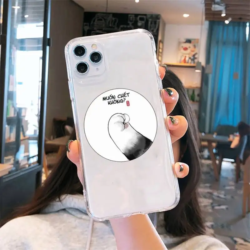 

cat paw My emperor Cute Phone Case Transparent for iPhone 6 7 8 11 12 s mini pro X XS XR MAX Plus cover funda shell