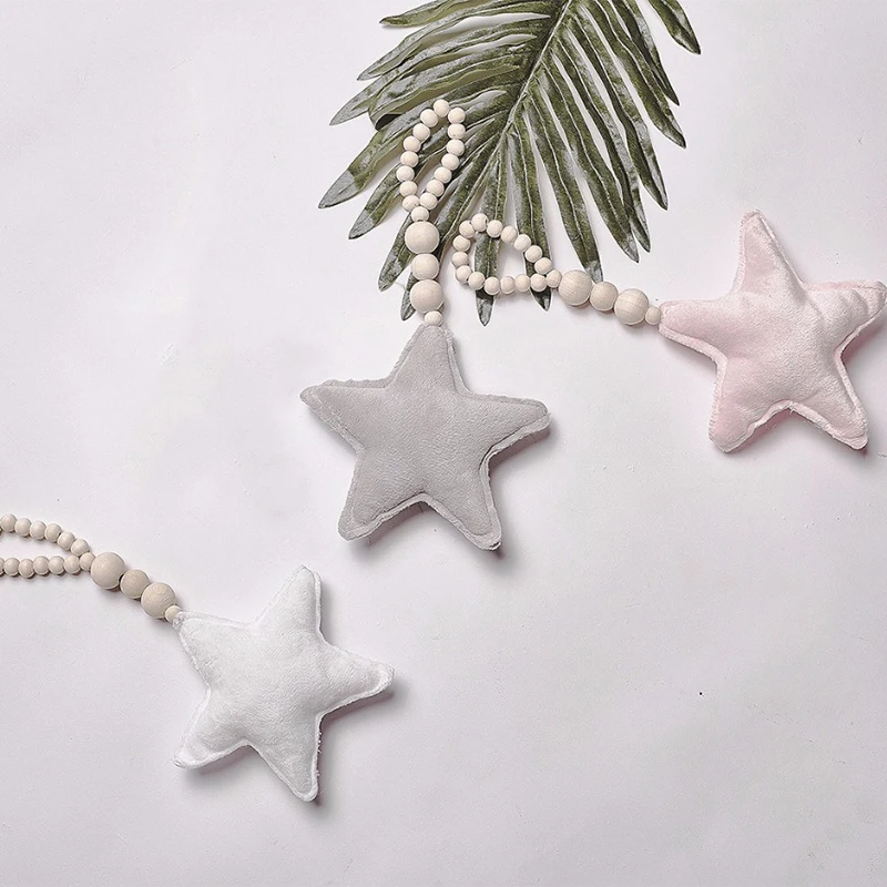 3pcs STAR 3 шт./4 шт. украшение для детской комнаты Аксессуары для детской комнаты украшение для детской комнаты для маленькой девочки украшение для комнаты с Луной и деревянными бусинами детское украшение для детской комнаты для новорожденных - Цвет: 3pcs STAR