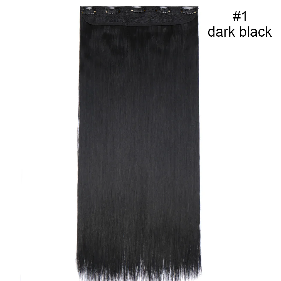 dark black SNOILITE осень до талии 46-76 см Длинные клип в один кусок волос для наращивания Натуральные Прямые толстые синтетические волосы для женщин - Цвет: dark black