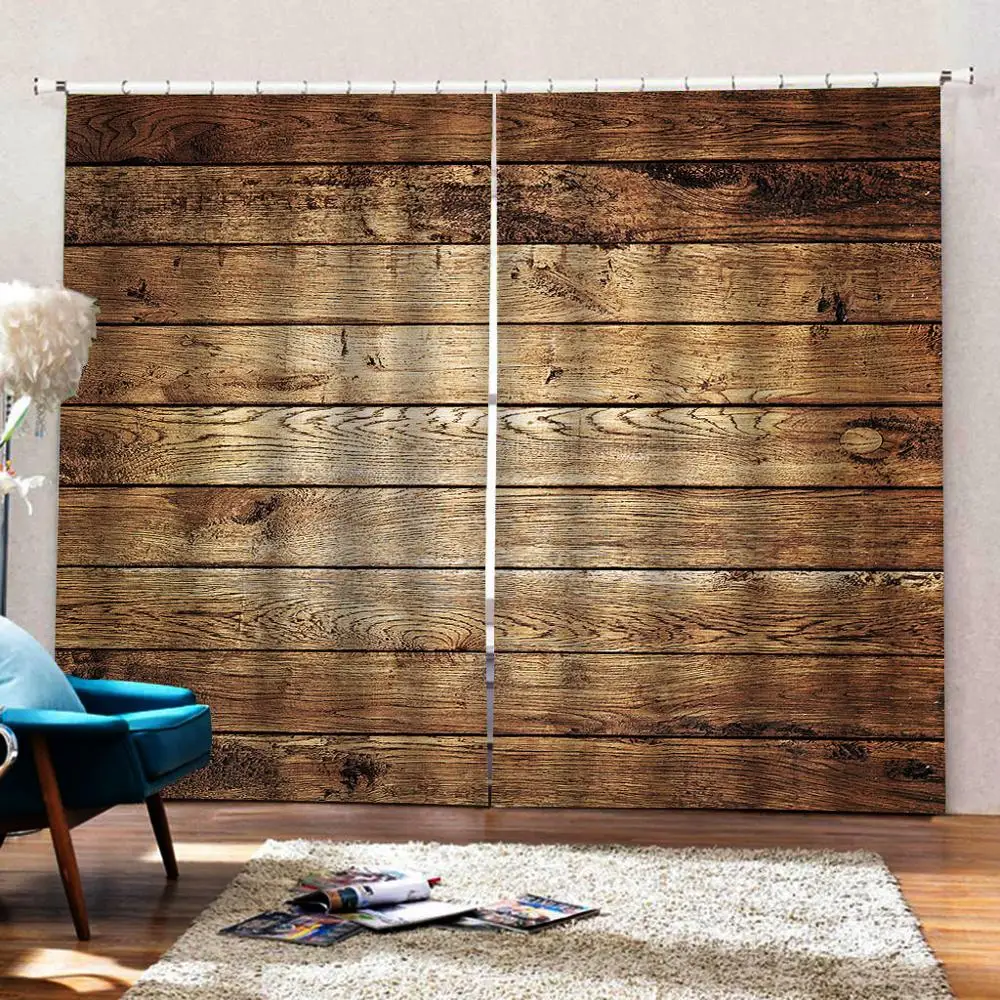 Custom yellow woods blackout curtains Window Blackout Luxury 3D Curtains set For Bed room Living Office | Дом и сад