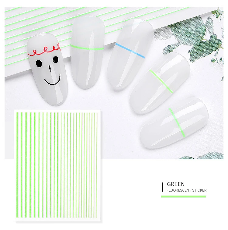 green Mybormula 1 шт. 3D стикер для ногтей 5 флюоресцентные цвета линии наклейки для ногтей s клейкая лента для ногтей стикер для дизайна ногтей s наклейки Новинка - Цвет: green