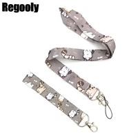 cartoon cat neck keychain necklace webbings ribbons anime cartoon neck strap lanyard id badge holder keychain couple lanyards