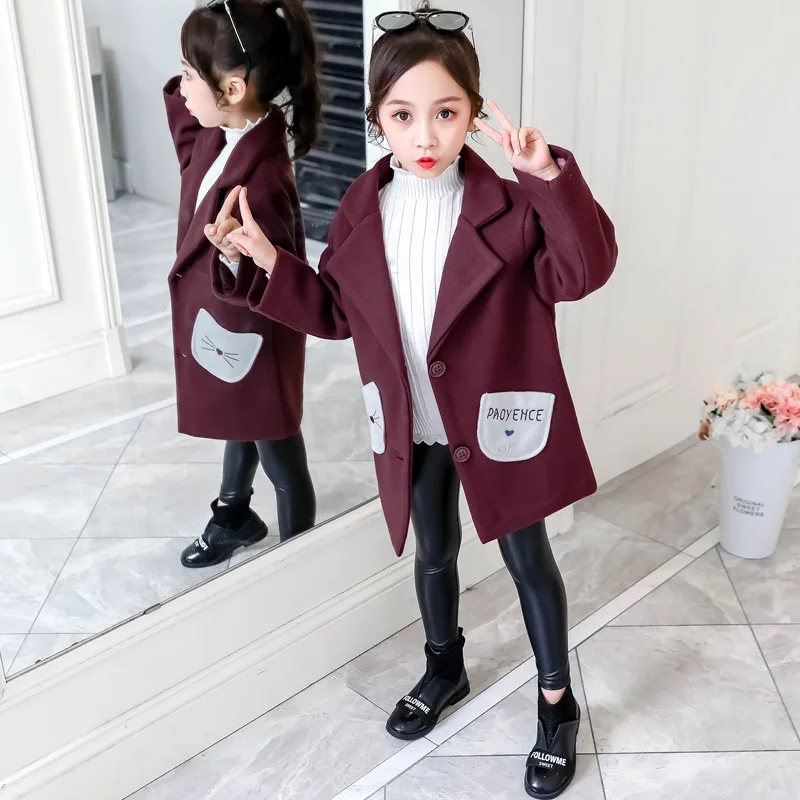 

Girls Baby's Kids Wool Coat Jacket 2021 Stripe Warm Thicken Plus Velvet Winter Autumn Cotton Outerwear Children's Clothes