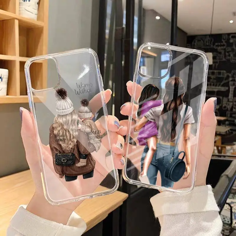 

Fashion Super Mom Baby Girl Phone Case Transparent Case For Iphone 6 6s 7 8 Plus XR X XS 11 12 Pro Max
