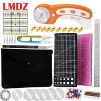 lmdz 45mm rotary cutter set with storage bag sewing pins leather craft fabric circular blade knife diy patchwork sewing quilting