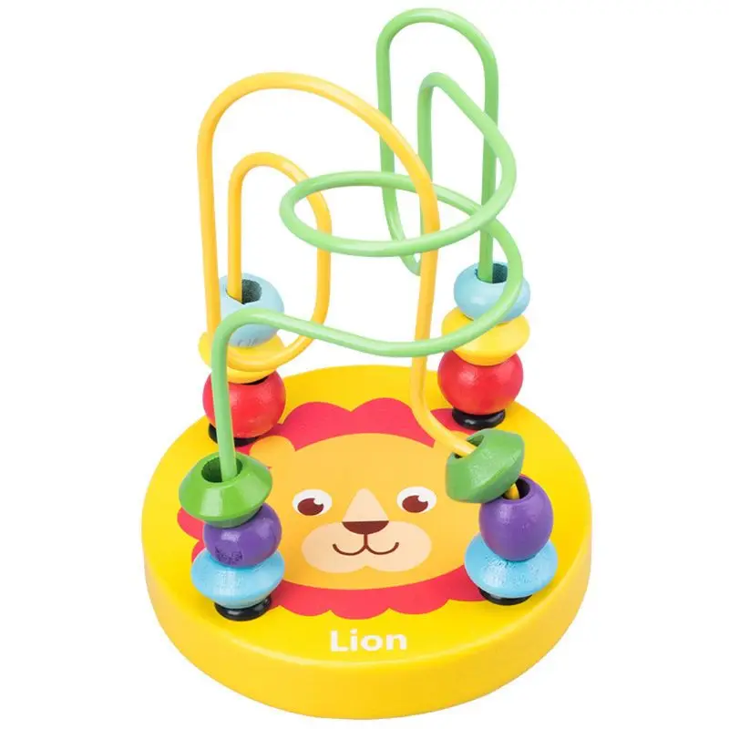 

Montessori Wooden Toys for Kid Wooden Circles Bead Wire Maze Roller Coaster