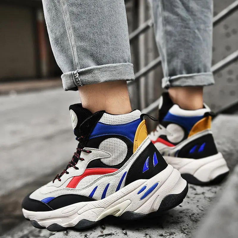 

Hightop Chunky Sneakers Men White Sports Shoes Boy Sport Sneakers Men's Running Shoes 2021 Blue Tennis Male Krasaovki Flat E-810