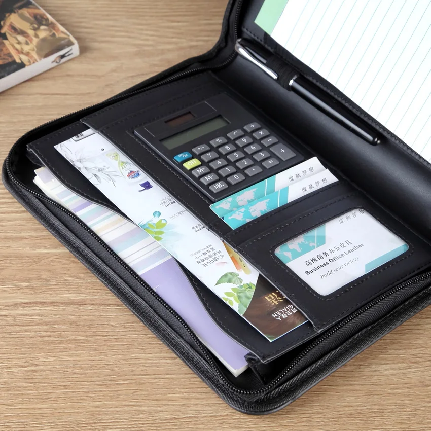 Деловой портфель A5 папка для документов с блокнотом на молнии блокнот записей