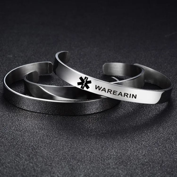 Золотой серебряный цвет медицинские оповещения идентификационные браслеты