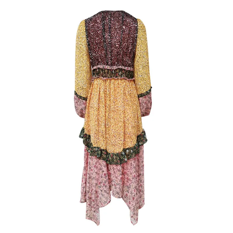 

Women Dress Summer 2020 Bohemian Sexy Print Dress Loose Long Sleeve Maxi Dress