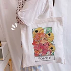 Сумки-шопперы в стиле Харадзюку, дамские тканевые тоуты с милым рисунком аниме, многоразовые сумочки на ремне