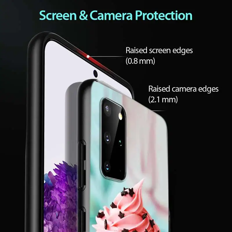 

Dessert Ice Cream Cake for Samsung Note 20 S20 Ultra Plus A91 A71 A51 A41 A31 A21 A21S A11 A01 Bright Black Phone Case