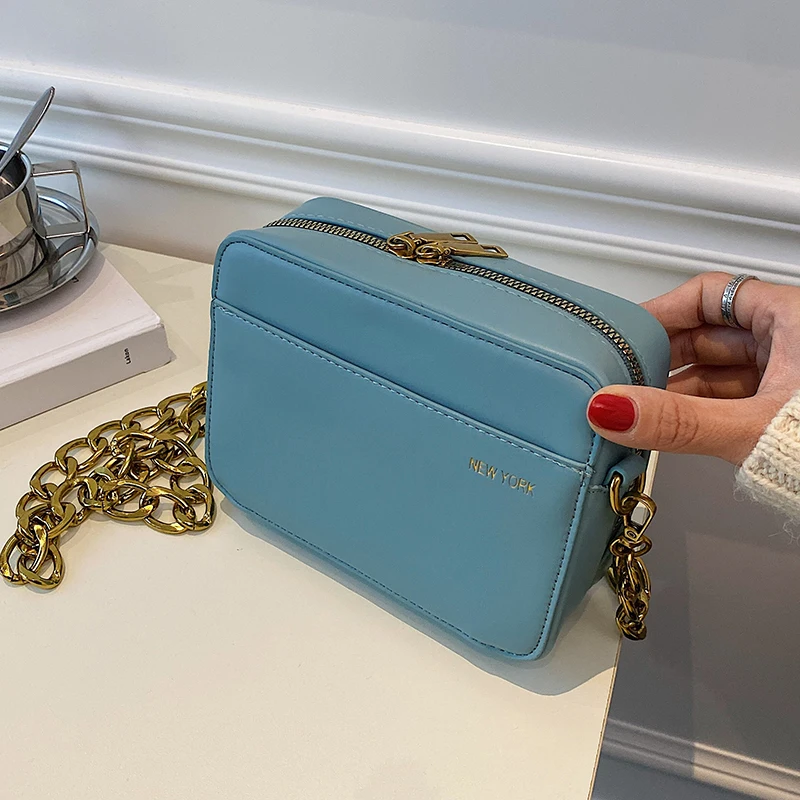 

Trend Design Chain High Quality Crossbody Bag for Women 2021 Fashion Luxury Handbag Ladies Simple Solid Color Shoulder Bag