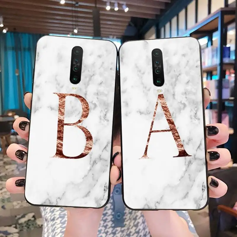 

Letter Monogram A B C D white marble Customer Phone Case for Redmi 8A Note 9 8 8T 7 6 6A 5 Go Pro Redmi 9 K20