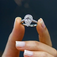 trendy rings size 6 10 white cubic zirconia wedding elegant pear cut women engagement ring