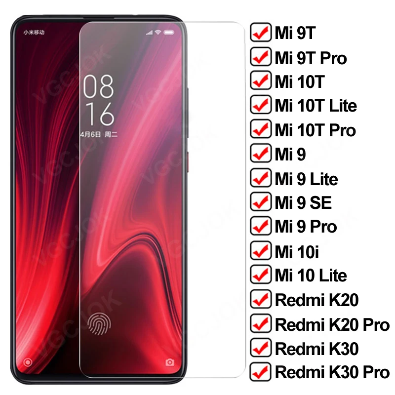 

100D Full Protective Glass For Xiaomi Mi 9T Pro 9 SE 10 10i 10T Lite Tempered Screen Protector Redmi K20 K30 Pro Glass Film Case