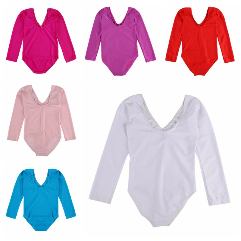 

Children's Ballet Warmup Dance Costumes Long Sleeve Body Suit Gymnastics Leotard Girls Dance Ballet Dancewear