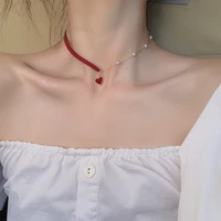 short small red heart clavicle chain neck jewelry collar neck strap simple temperament net red love necklace womens clothing
