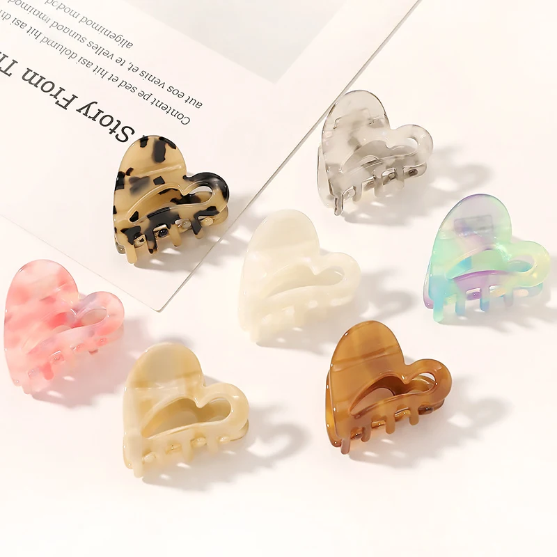 

Hair Clip Heart Acrylic Plastic Small Hair Claw For Women Girls Fashion Gold Crab For Hair Tins Clamps Hair Accessories