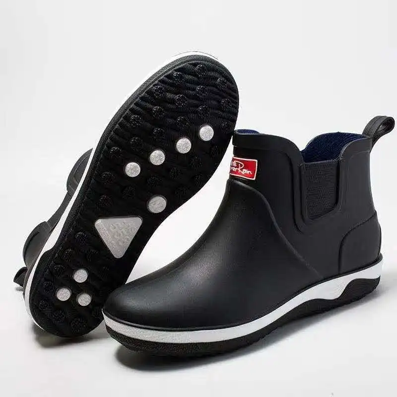 

Rainshoes Men's Waterproof Rain Boots Non-Slip Rubber Boots Chef Shoes Removable Velvet Cover Four Seasons Work Rubber Shoes