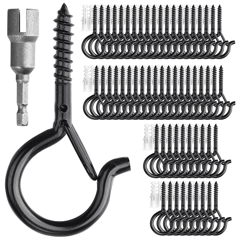 

60 Pack Q-Hanger Hooks For Hanging Plants String Lights, Screw In Ceiling Planter Hooks , Wall Mount Ceiling Mount