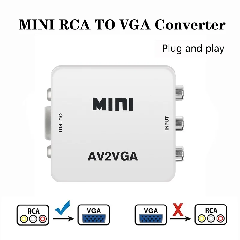 Видеоконвертер DIER Mini HD RCA CVBS AV в VGA с 3 5 мм аудио адаптер AV2VGA для ПК на ТВ компьютер