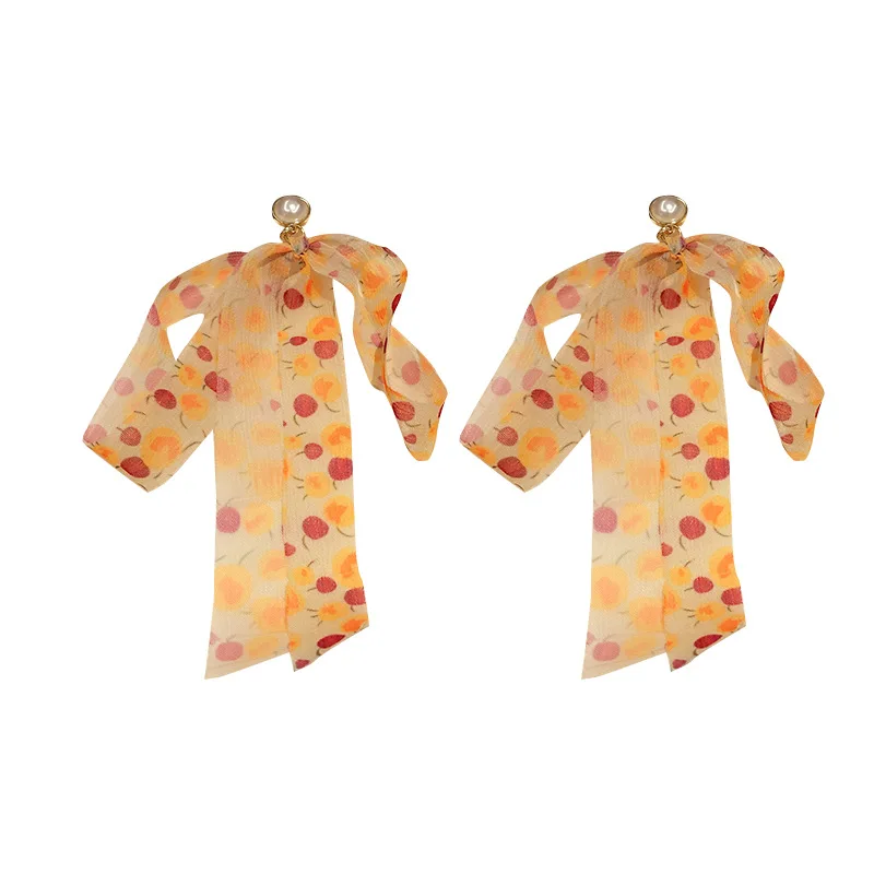 

Minar Exaggerated Rainbow Polka Dot Bowknot Drop Earrings for Women Velvet Faux Pearls Cross Knotted Hanging Earrings Oorbellen