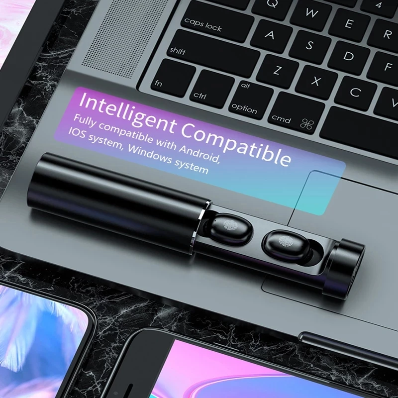 

N21 wireless bluetooth headset pull tube touch LED display binaural in-ear mini sports headset