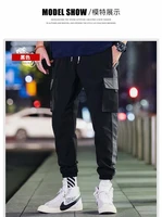 summer thin casual pants male korean trend loose cargo pants hong kong wind multi pocket bundle foot nine points pants