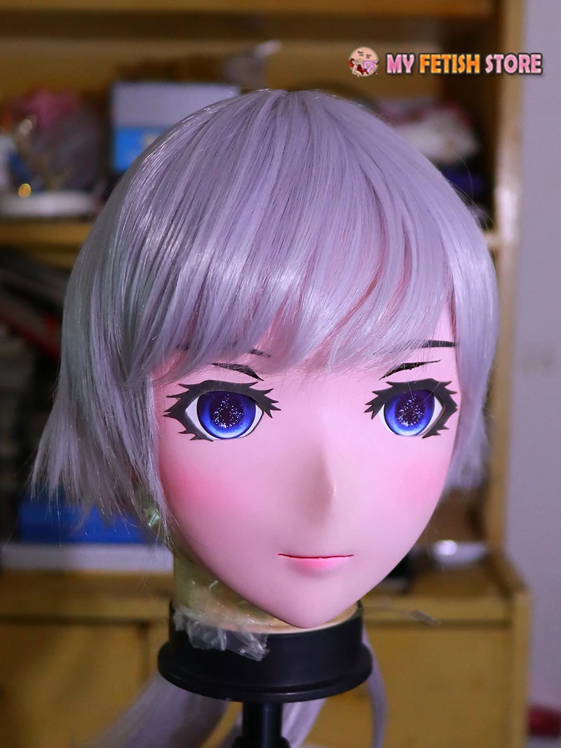 (KM1117) Handmade Female Resin Crossdress Sweet Girl Half Head Lolita Japanese Character Anime BJD Doll Cosplay Kigurumi Mask