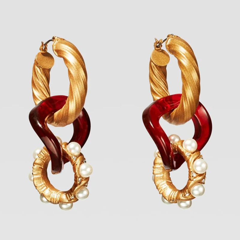 54 Лучшие леди новые богемные серьги Za из смолы для женщин элегантные свадебные ювелирные изделия с искусственным жемчугом Висячие вечерние серьги - Окраска металла: 54