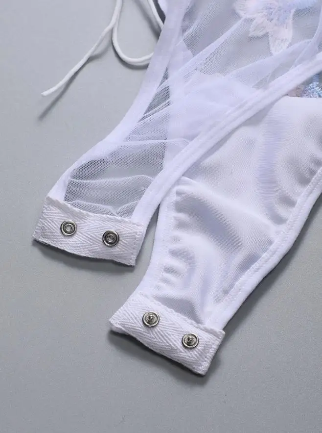 Женское Кружевное боди с цветочной вышивкой и чашками пуш-ап | Тематическая