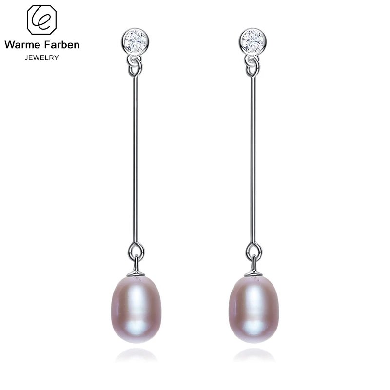 Серьги-подвески из серебра 925 пробы с искусственным жемчугом | Украшения и