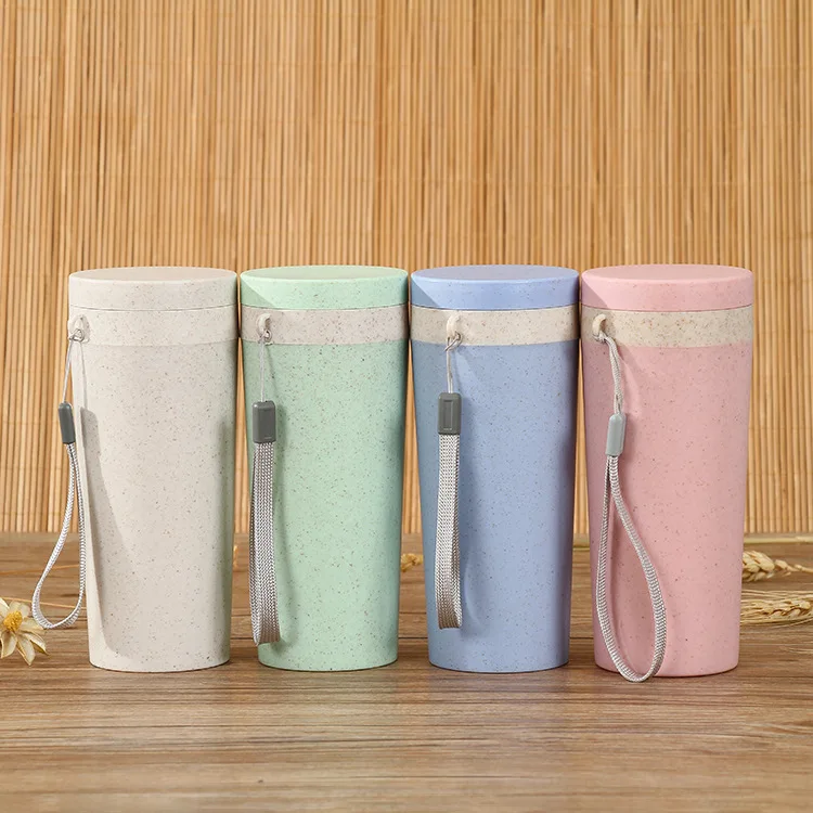 

Creative wheat fragrance cup custom wheat straw fiber water cup custom portable advertising cup gift plastic cup coffee bottle